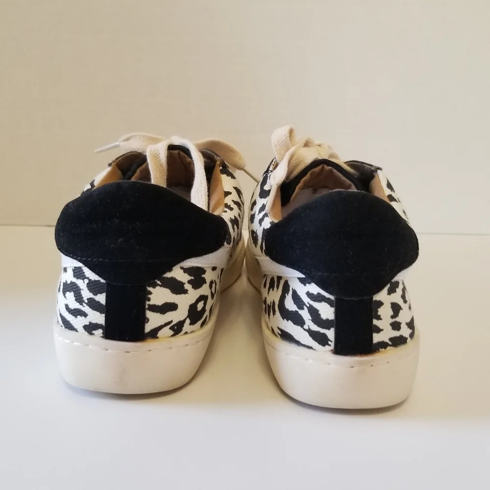 White Raven Women's Black Cheetah Sneakers. Size 7.5 - Picture 4 of 8